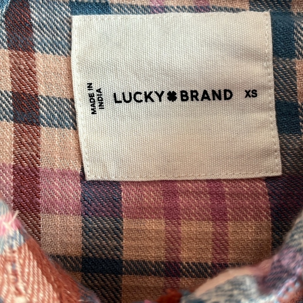 Lucky Brand Plaid Button Front Raw Hem Tunic Shacket Size XS NWT - Picture 8 of 11